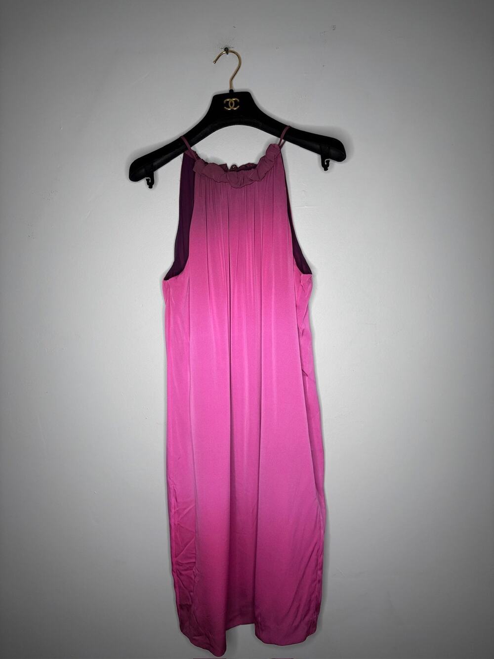 Vince Magenta Pink Silk Halter Sleeveless Midi Slip Dress Size Large